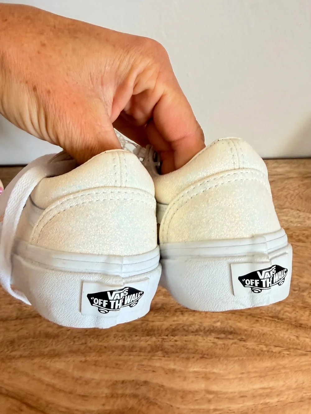 Vans Kids Sparkle Old Skool Sneakers in Ivory White